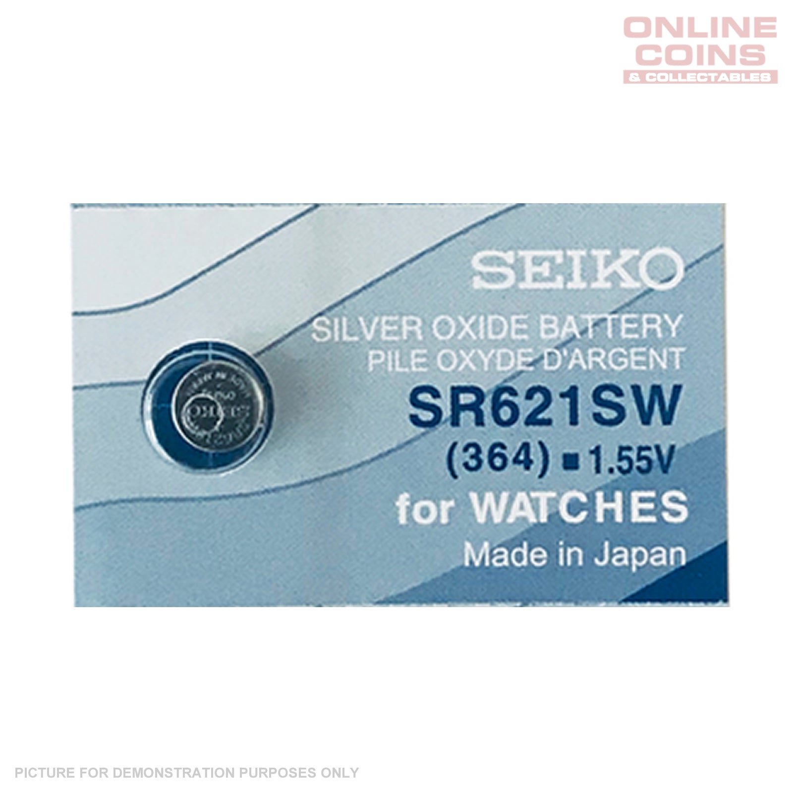SEIKO SR621SW (364) Silver Oxide Watch Battery 1.55v (1 ONLY)